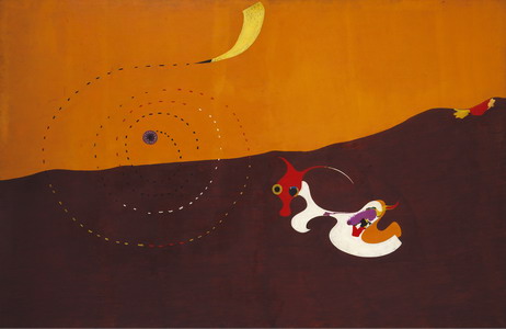 Joan Mir. Paisaje (La liebre), 1927. [Paysage (Le Livre)]. leo obre lienzo, 129,6 x 194,6 cm. Salomon R. Guggenheim Museum, Nueva York