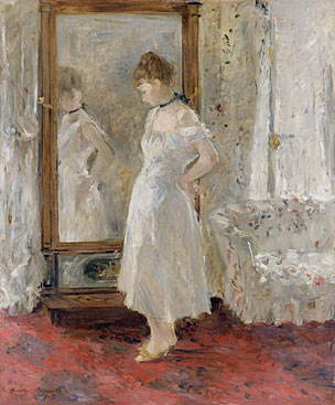 Berthe Morisot
El espejo psiqué, 1876
The Psyche Mirror
(La Psyché)
Óleo sobre lienzo. 65 x 54 cm
Museo ThyssenBornemisza, Madrid
