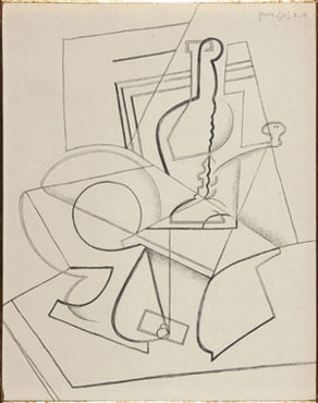 Molino de café y botella de Juan Gris